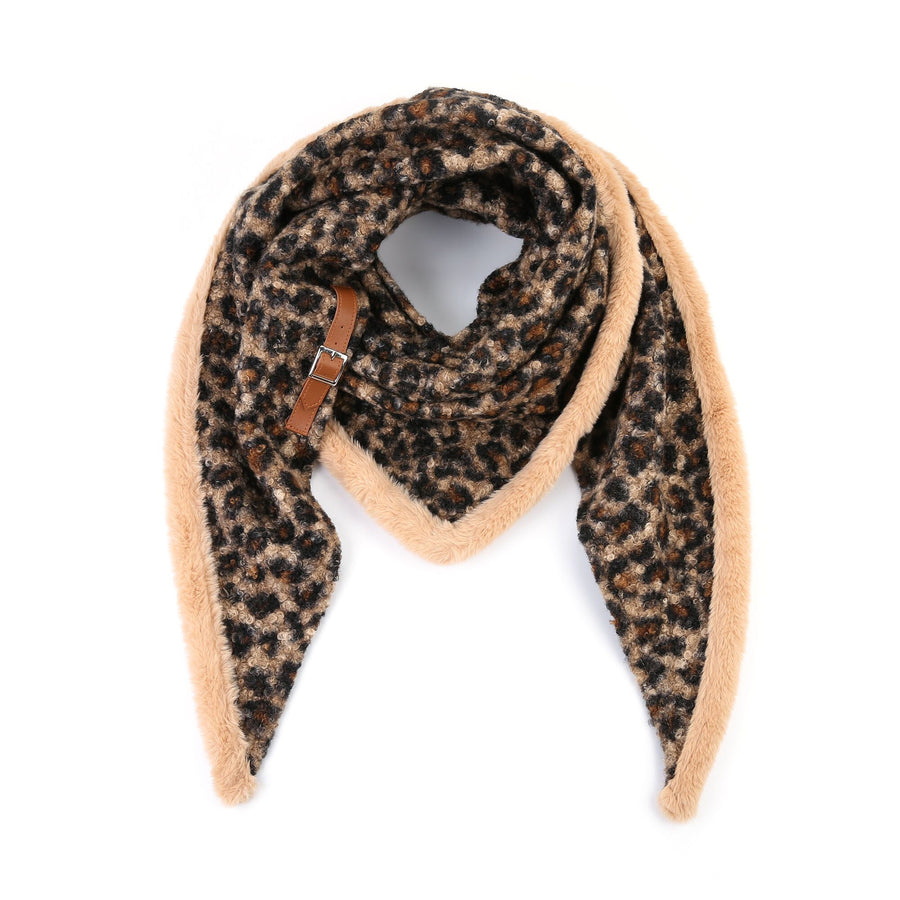 Omslagdoek met panterprint – beige/bruin