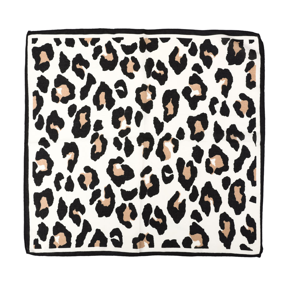 Sjaaltje met panterprint – zwart/beige