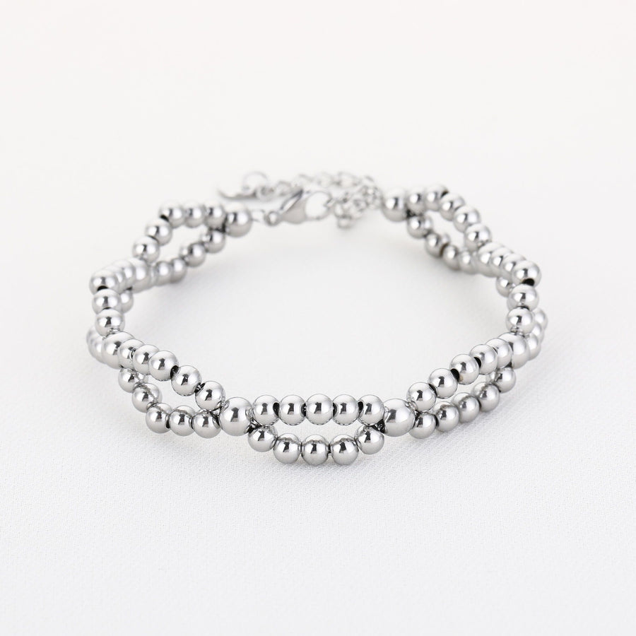 Meerlaagse bolletjesarmband – zilverkleurig