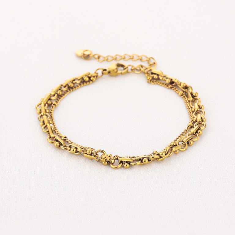 Dubbele schakelarmband – goudkleurig