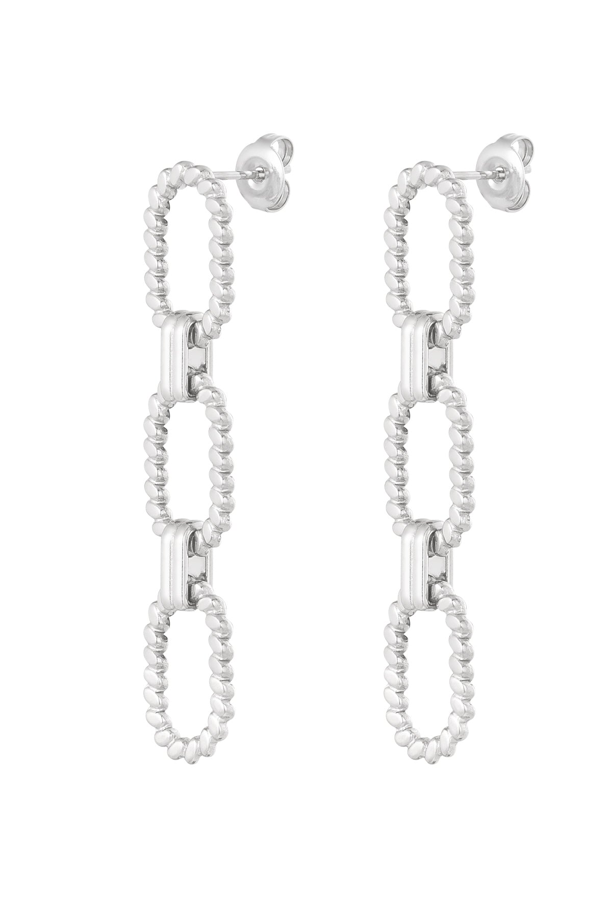 Schakeloorbellen met ribbels – Zilver