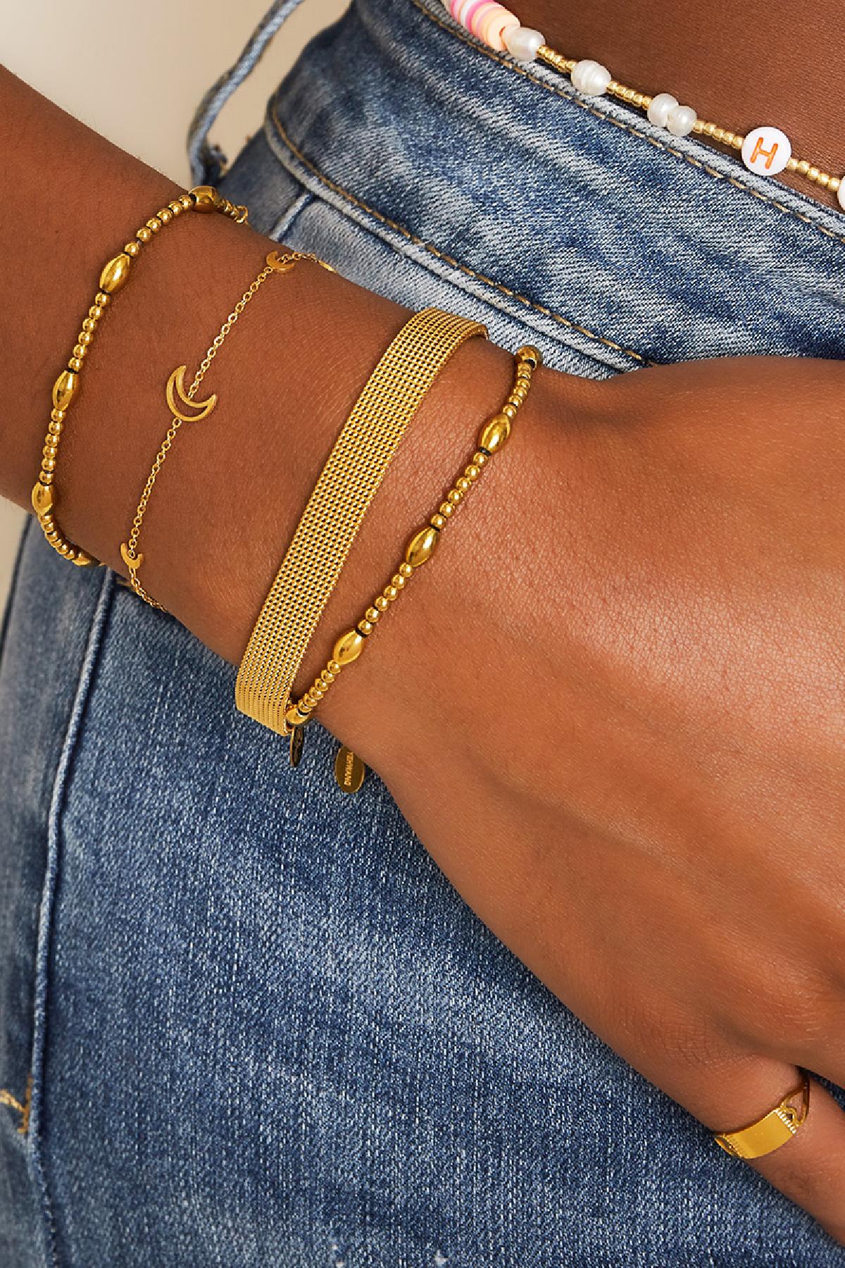 Roestvrijstalen schakelarmband – Goud